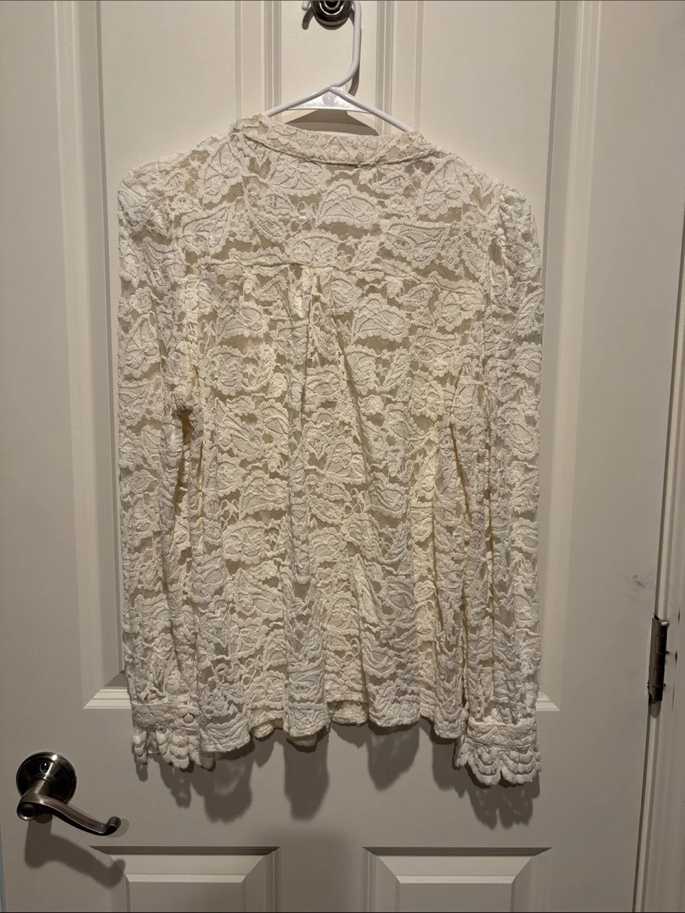 Cream Lace Button-Front Women’s Top